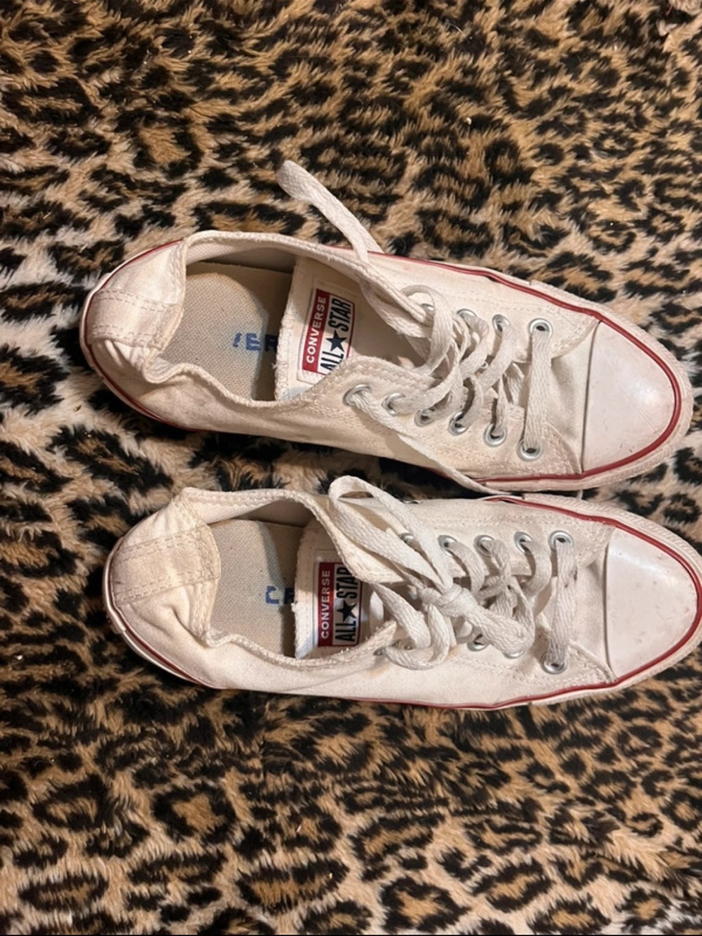 Converse White Low Top Sneakers with Red Trim